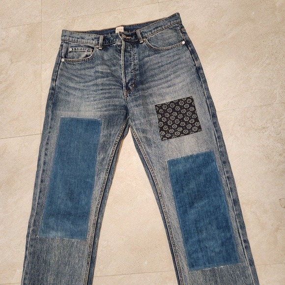 La Vie Rebecca Taylor Patched Velvet & Rigid Blue Denim Jeans Womens Size 27 - Picture 4 of 16